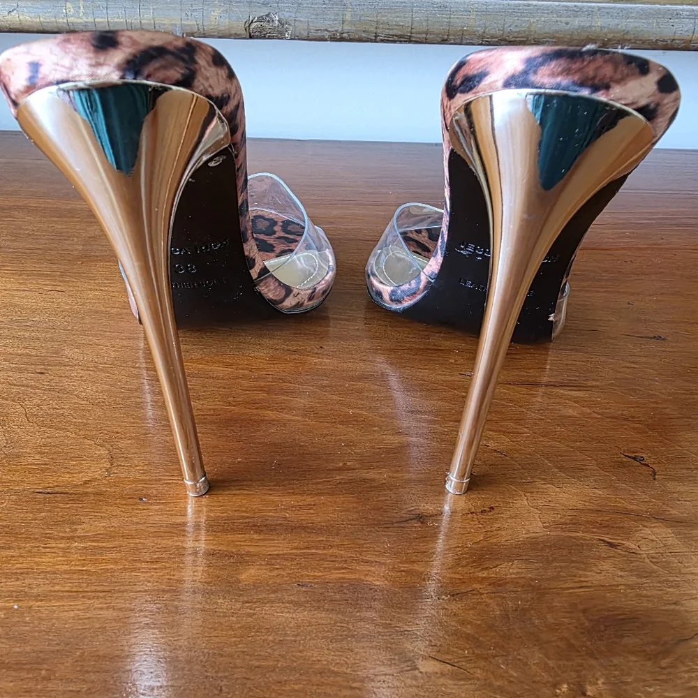 Jessica Rich Racy Mule Leopard Heels NWT - Picture 2 of 5